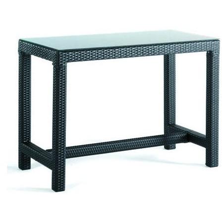 Domus Ventures La Linea Resin Wicker Bar Dining Table With Glass Top