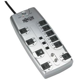 10-OUTLET BLOCK-STYLE SURGE SUPPRESSOR WITH TELEPHONE PROTECTION (WITH COAXIAL PROTECTION)