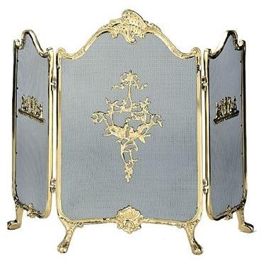 UniFlame 3 Fold Ornate Fully Cast Solid Brass Screen