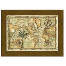 World Map With Globe Poster Print