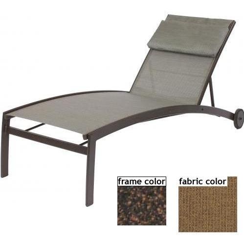 Suncoast Vision Sling Chaise Lounge With Wheels - Mahogany Frame And Raku Fabric