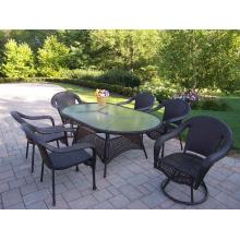 Oakland Living Resin Wicker 7 Piece Oval Dining Set With Swivels