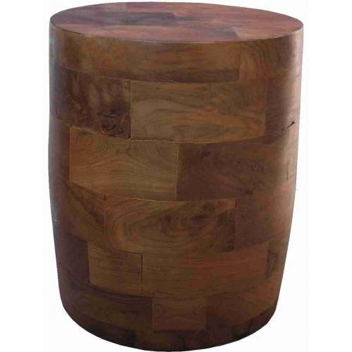 Teak Wood Barrel Block Side Table