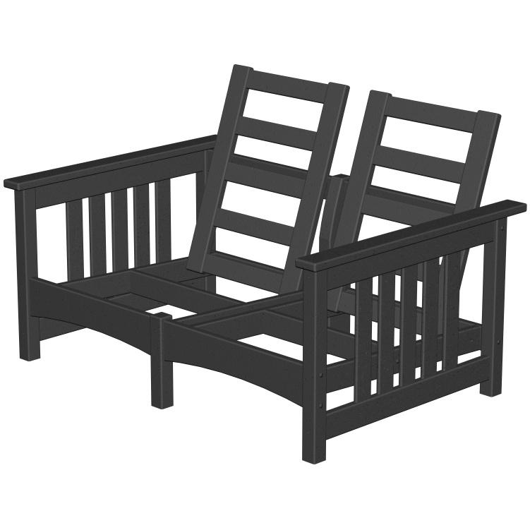 Poly-Wood Recycled Plastic Wood Club Mission Loveseat - Cushion Included