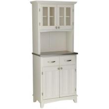 Home Styles Small Buffet Server & Hutch With Stainless Steel Top - White