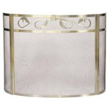 UniFlame 3 Panel Polished Iron Bow Screen W/ Top Scroll Design