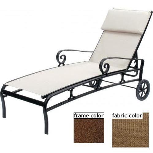 Suncoast Soleil Sling Chaise Lounge With Wheels - Cabernet Frame And Raku Fabric