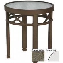 Hudson-Tanjor 18 Inch Aluminum Round Side Table - Glass With Scavo Bronze Frame