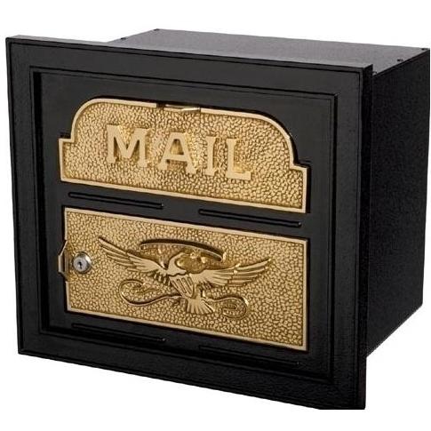 Classic Series High Security Locking Column Mailbox Faceplate - Black W/ Polished Brass