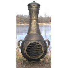 The Blue Rooster Pine Style Cast Aluminum Chiminea - Gold Accent