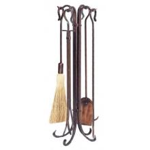 UniFlame 5 Piece Burnished Copper Hammered Crook Fireset