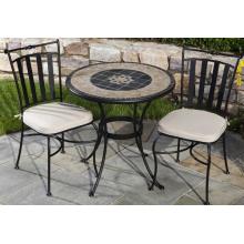 Alfresco Home Strada 30 Inch Round Bistro Table Group- (BLACK FRAME)