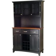 Home Styles Large Buffet Server & Hutch With Wood Top - Cottage Oak/Black