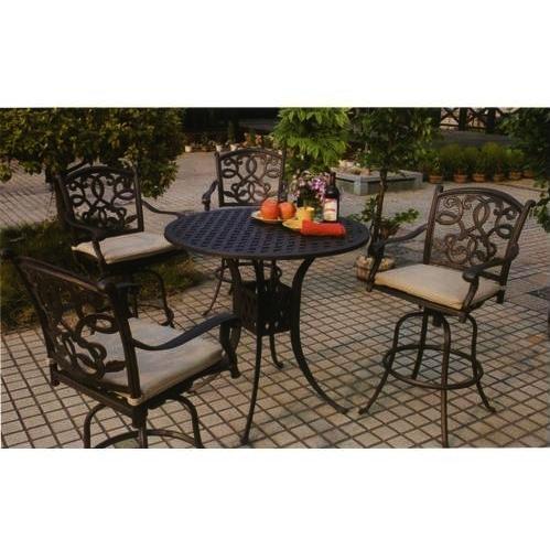 Darlee Santa Monica Cast Aluminum Patio Bar Set With Cushions - 42 Inch Round