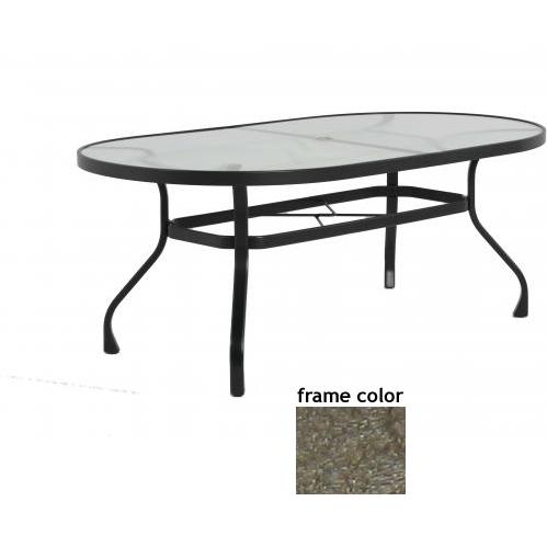 Tribeca 42 X 76 Inch Aluminum Oval Dining Table - Ribbed Glass, With Scavo Bronze Frame Picture