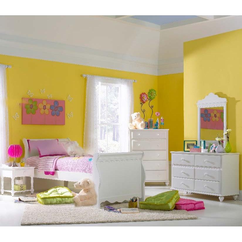 Hillsdale White Twin Size Bed, Nightstand, Dresser, Mirror & Chest - 1528BTWSR5PC