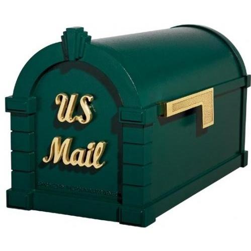 Signature Keystone Series Mailbox - Forest Green W/ Polished Brass
