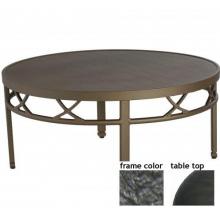 Hudson-Tanjor 42 Inch Aluminum Round Conversation Table - Aluminum Plank-Wood With Scavo Iron Frame