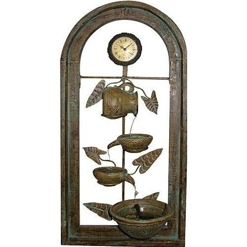 Buy Alpine Wall Fountain With Antiqued Clock by Alpine