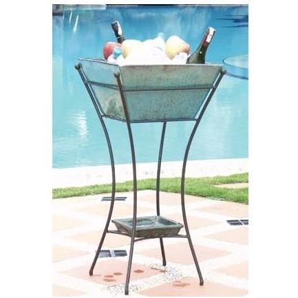 Alfresco Home Quadra Outdoor Beverage Cooler With Shelf And Stand - Antique Topazul
