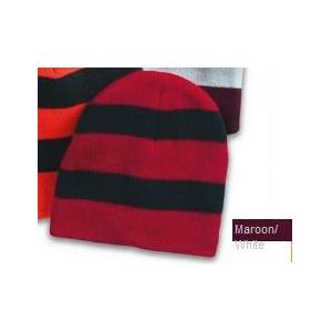 Sportsman Rugby Striped Knit Beanie - Maroon/White