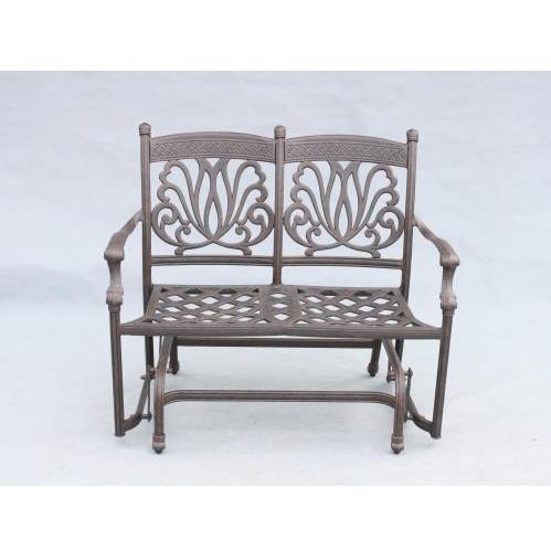 Casual Sunset Cast Aluminum Patio Bench Loveseat Glider - Upgraded Cushion(s)