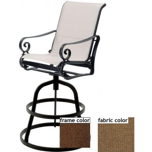 Suncoast Soleil Sling Swivel Barstool - Cabernet Frame And Raku Fabric