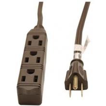 3-OUTLET GROUNDED OFFICE CORD, 8 FT (9-PIECE SHELF PACK; BROWN)