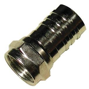 LONG BARREL F-CONNECTOR CRIMP-ON RG6, 100 PK