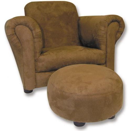 Children S Stuffed Chair And Ottoman-Brown Suede