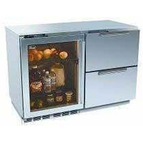 Perlick Outdoor Double Refrigerator With Overlay Glass Door And Integrated Drawers (Requires Custom Panels)