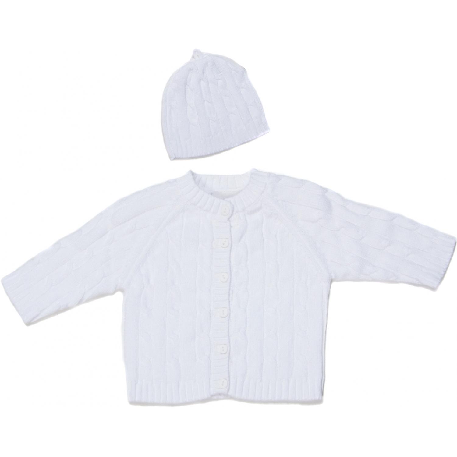 Elegant Baby Cable Knit Sweater Box Set 12 Months - White.
