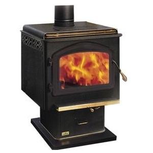 Napoleon 1900K Deluxe EPA Large Wood Burning Stove - Black W/ Gold Plated Louvres