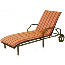 Shade Trends Laguna Wrought Iron Action Chaise Lounge With Wheels - Raven With Dark Navy Fabric