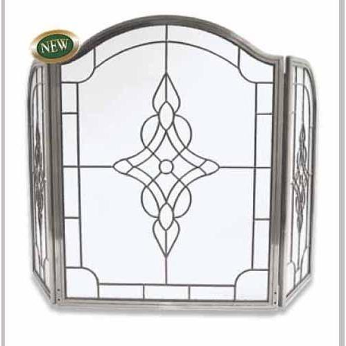 UniFlame 3 Fold Finish: Pewter Leaded Glass Screen