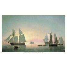 Becalmed Off Halfway Rock Poster Print