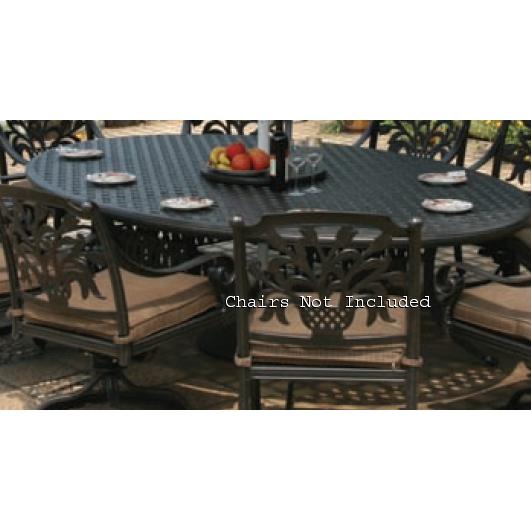 Alfresco Home Weave 100 Inch Oval Dining Table & Base With Umbrella Hole - Antique Fern