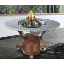 California Outdoor Concepts Solano Dining Height Fire Pit Table With Sunset Gold Granite Top And Black Base