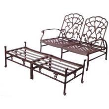 Darlee Catalina Adjustable Cast Aluminum Loveseat & Double Ottoman With Cushions