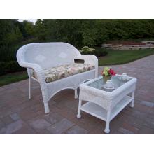 Oakland Living Resin Wicker 2 Piece Loveseat And Coffee Table Set With Cushions