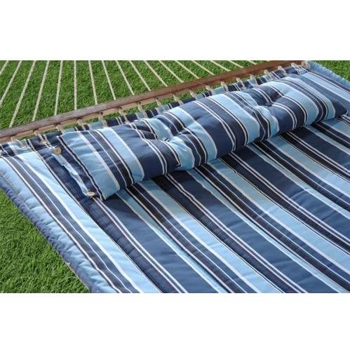 Bliss Hammocks Euro Quilted Hammock - Blue/White Stripe
