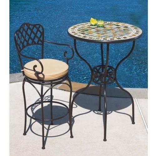 Alfresco Home Portobello 30 Inch Round Bar Bistro Table Group - Includes (1) 30 Inch Bar... by Alfresco Home