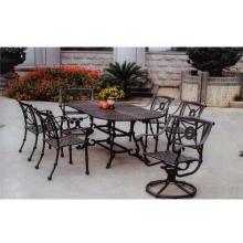 Darlee Monte Carlo Cast Aluminum Patio Dining Table Set With Cushions - 84 Inch Oval