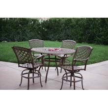 Darlee Sedona Cast Aluminum Bar Set With Counter Height Swivel Bar Stools And Pedestal Bar Table - 52 Inch Round