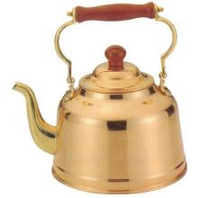 Old Dutch Copper And Brass Tea Kettle With Wooden Handle