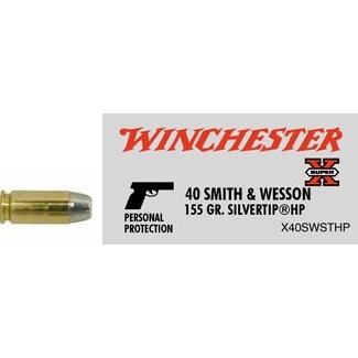 Winchester Ammo 40 Smith & Wesson By Winchester, 40 S&W, 155gr, Super-X Silvertip Hollow Poin, t (Per 50)