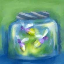 Fireflies In Jar Poster Print