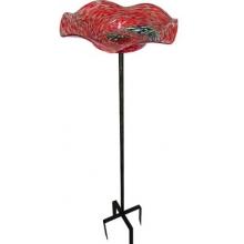 Alpine Glass Bird Bath Red