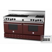 BlueStar Range RNB 60 Inch Propane Gas Range With 12 Inch Charbroiler - Wine Red