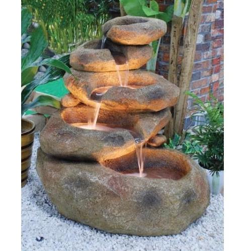 Alfresco Home Boulder Fountain With Pump And Light